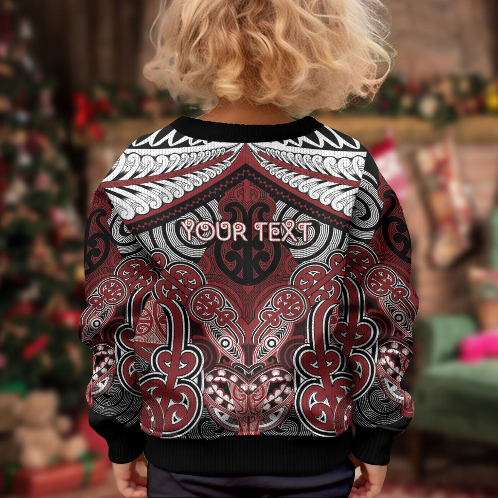 Aotearoa Iwi Ngati Toa Personalised Kid Ugly Christmas Sweater Maori Kowhaiwhai Pattern
