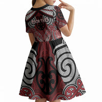 Aotearoa Iwi Ngati Toa Personalised Kid Short Sleeve Dress Maori Kowhaiwhai Pattern