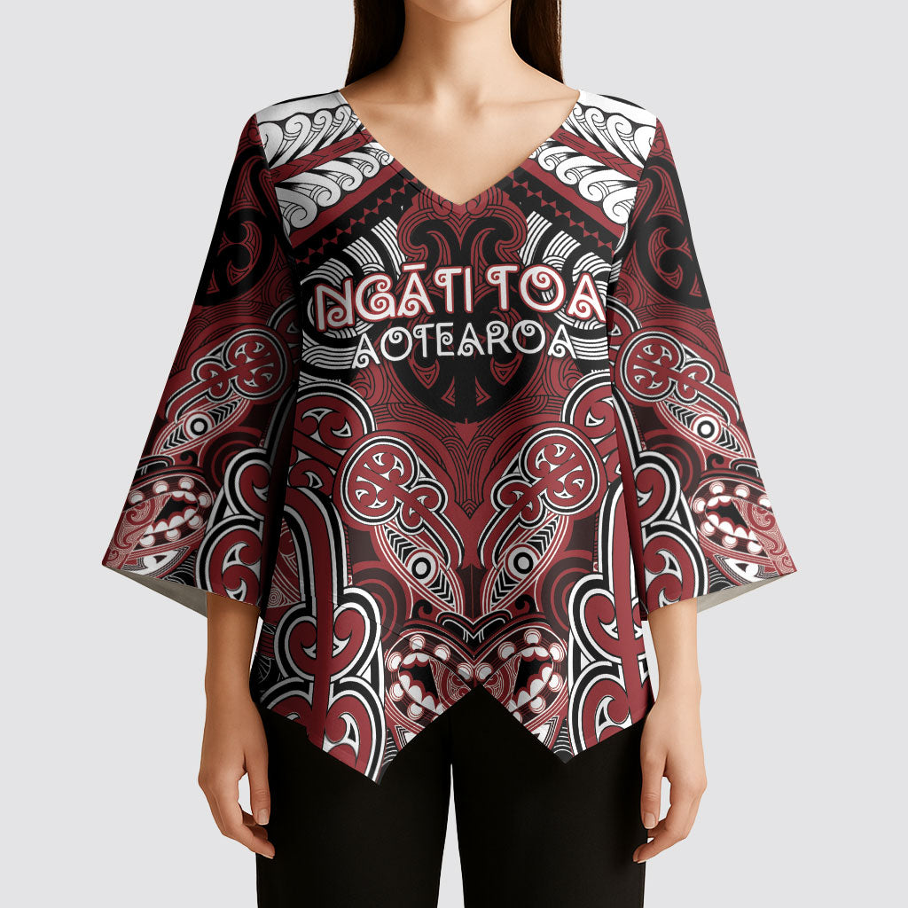Aotearoa Iwi Ngati Toa Personalised Kimono Sleeve Blouse Maori Kowhaiwhai Pattern