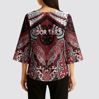 Aotearoa Iwi Ngati Toa Personalised Kimono Sleeve Blouse Maori Kowhaiwhai Pattern