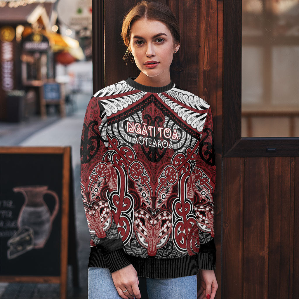 Aotearoa Iwi Ngati Toa Personalised Ugly Christmas Sweater Maori Kowhaiwhai Pattern