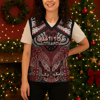 Aotearoa Iwi Ngati Toa Personalised Christmas Knitted V-Neck Vest Maori Kowhaiwhai Pattern