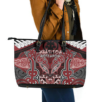 Aotearoa Iwi Ngati Toa Leather Tote Bag Maori Kowhaiwhai Pattern