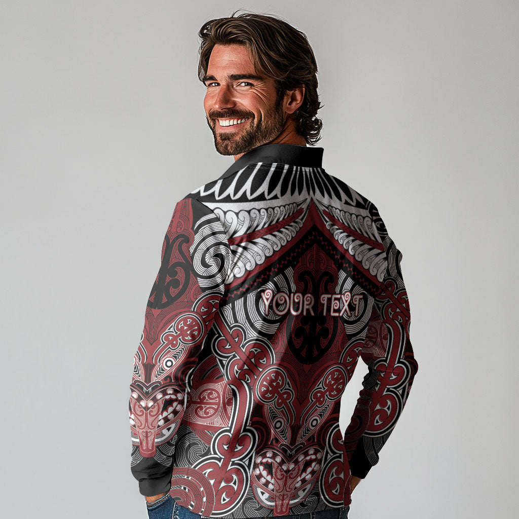 Aotearoa Iwi Ngati Toa Personalised Long Sleeve Polo Shirt Maori Kowhaiwhai Pattern