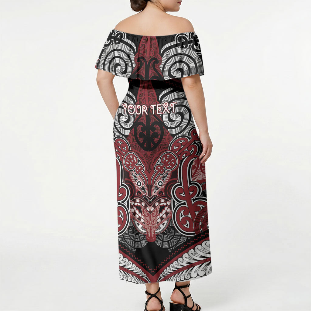 Aotearoa Iwi Ngati Toa Personalised Off Shoulder Maxi Dress Maori Kowhaiwhai Pattern