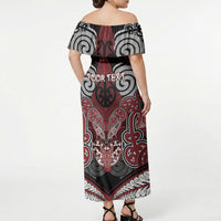 Aotearoa Iwi Ngati Toa Personalised Off Shoulder Maxi Dress Maori Kowhaiwhai Pattern