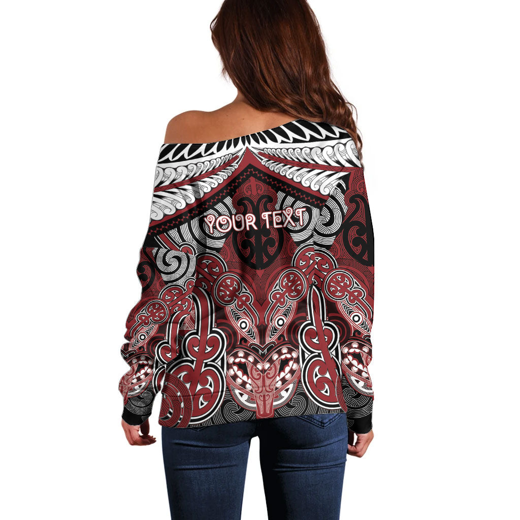 Aotearoa Iwi Ngati Toa Personalised Off Shoulder Sweater Maori Kowhaiwhai Pattern
