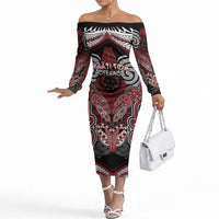Aotearoa Iwi Ngati Toa Personalised Off The Shoulder Long Sleeve Dress Maori Kowhaiwhai Pattern