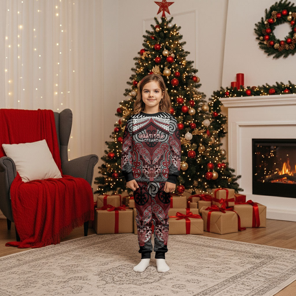 Aotearoa Iwi Ngati Toa Personalised Christmas Pajama Set Maori Kowhaiwhai Pattern