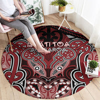 Aotearoa Iwi Ngati Toa Round Carpet Maori Kowhaiwhai Pattern