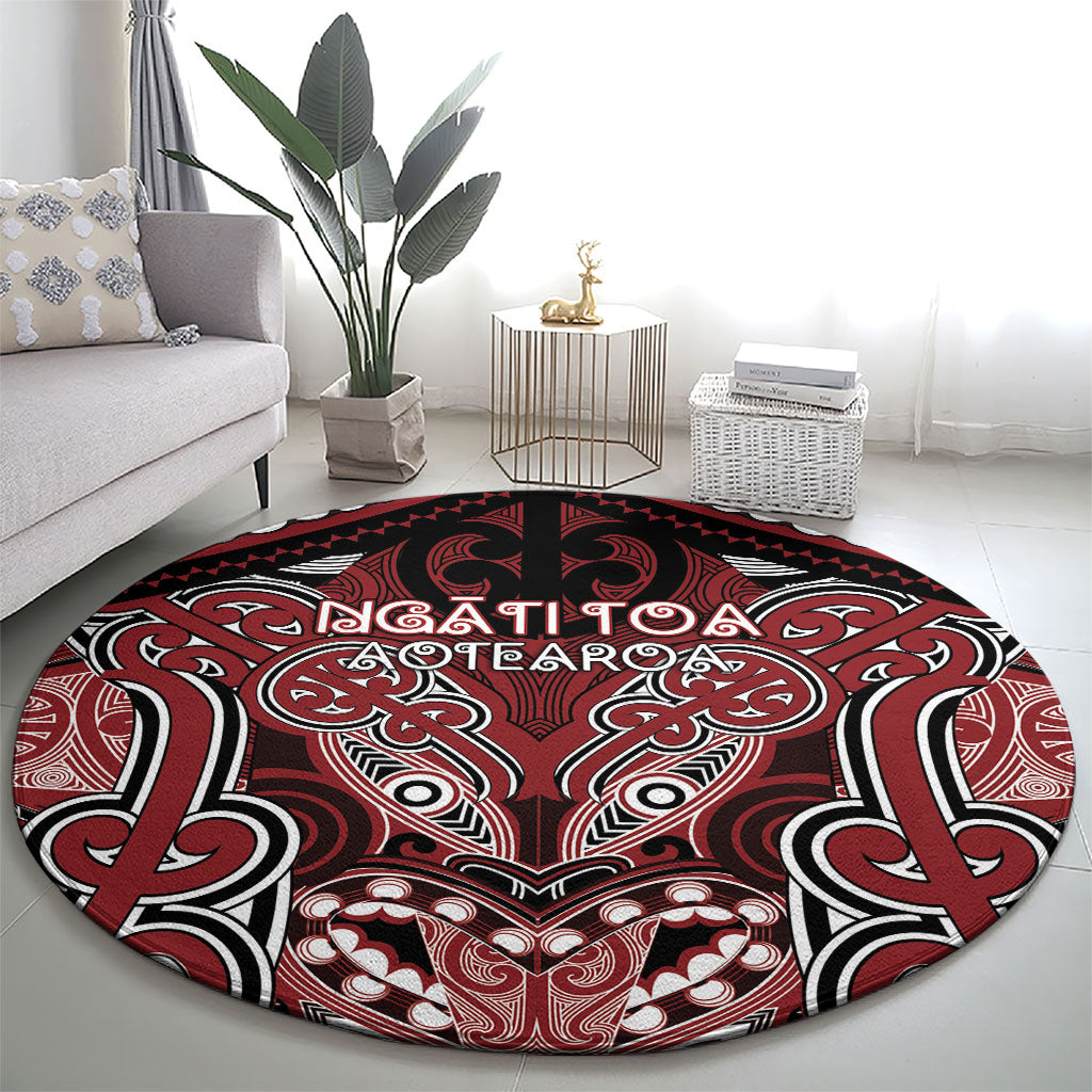 Aotearoa Iwi Ngati Toa Round Carpet Maori Kowhaiwhai Pattern