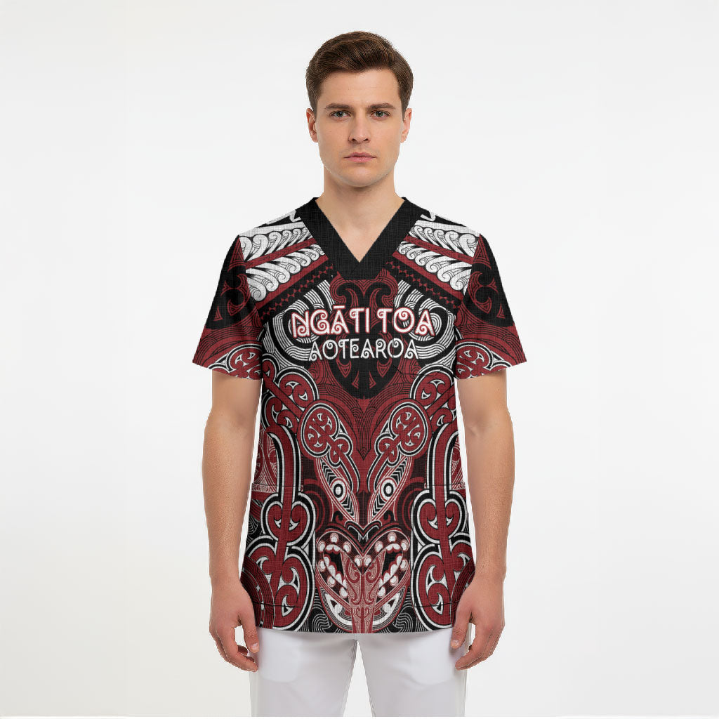 Aotearoa Iwi Ngati Toa Personalised Scrub Top Maori Kowhaiwhai Pattern