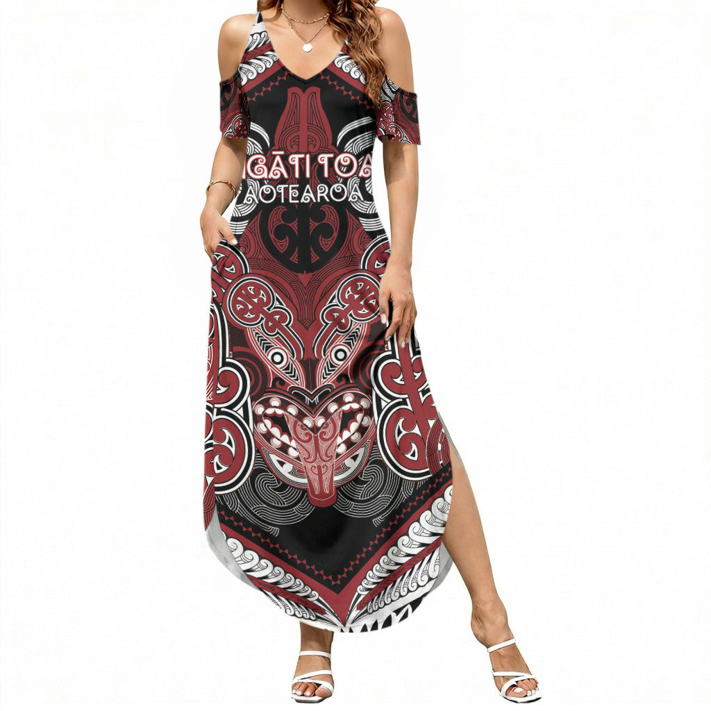 Aotearoa Iwi Ngati Toa Personalised Summer Maxi Dress Maori Kowhaiwhai Pattern