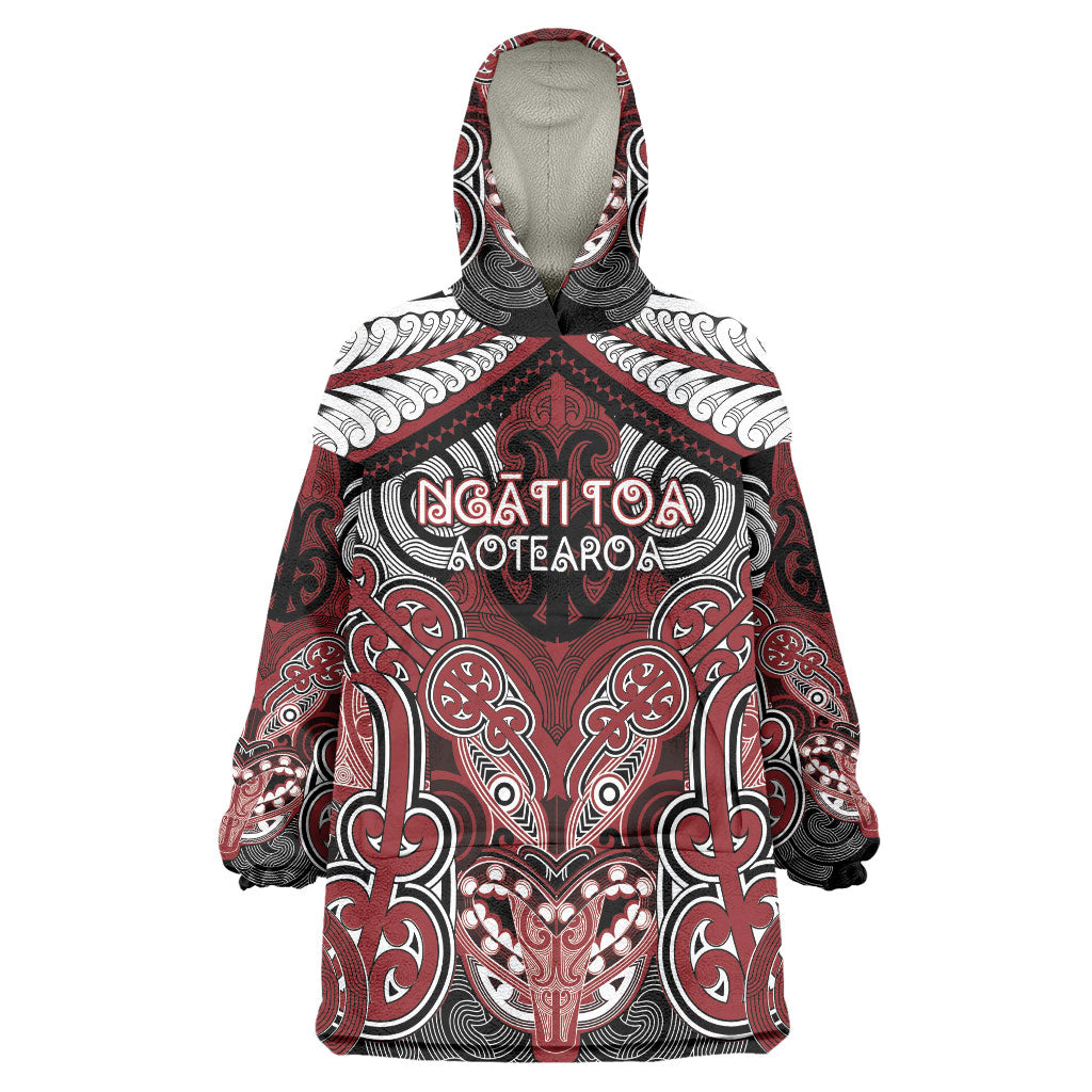 Aotearoa Iwi Ngati Toa Personalised Wearable Blanket Hoodie Maori Kowhaiwhai Pattern
