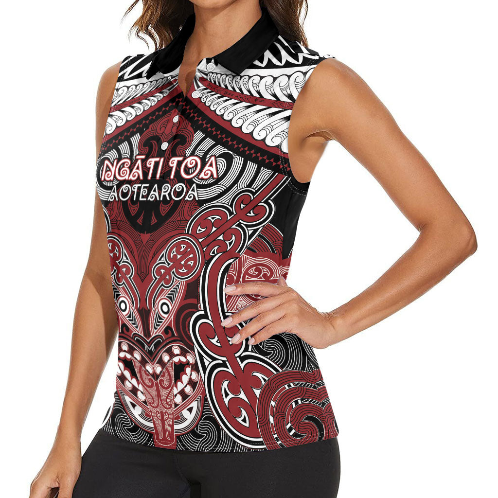 Aotearoa Iwi Ngati Toa Personalised Women Sleeveless Polo Shirt Maori Kowhaiwhai Pattern