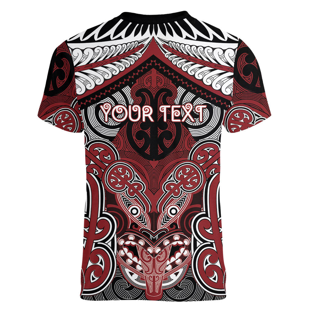 Aotearoa Iwi Ngati Toa Personalised Women V-Neck T-Shirt Maori Kowhaiwhai Pattern