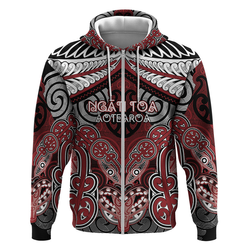 Aotearoa Iwi Ngati Toa Personalised Zip Hoodie Maori Kowhaiwhai Pattern