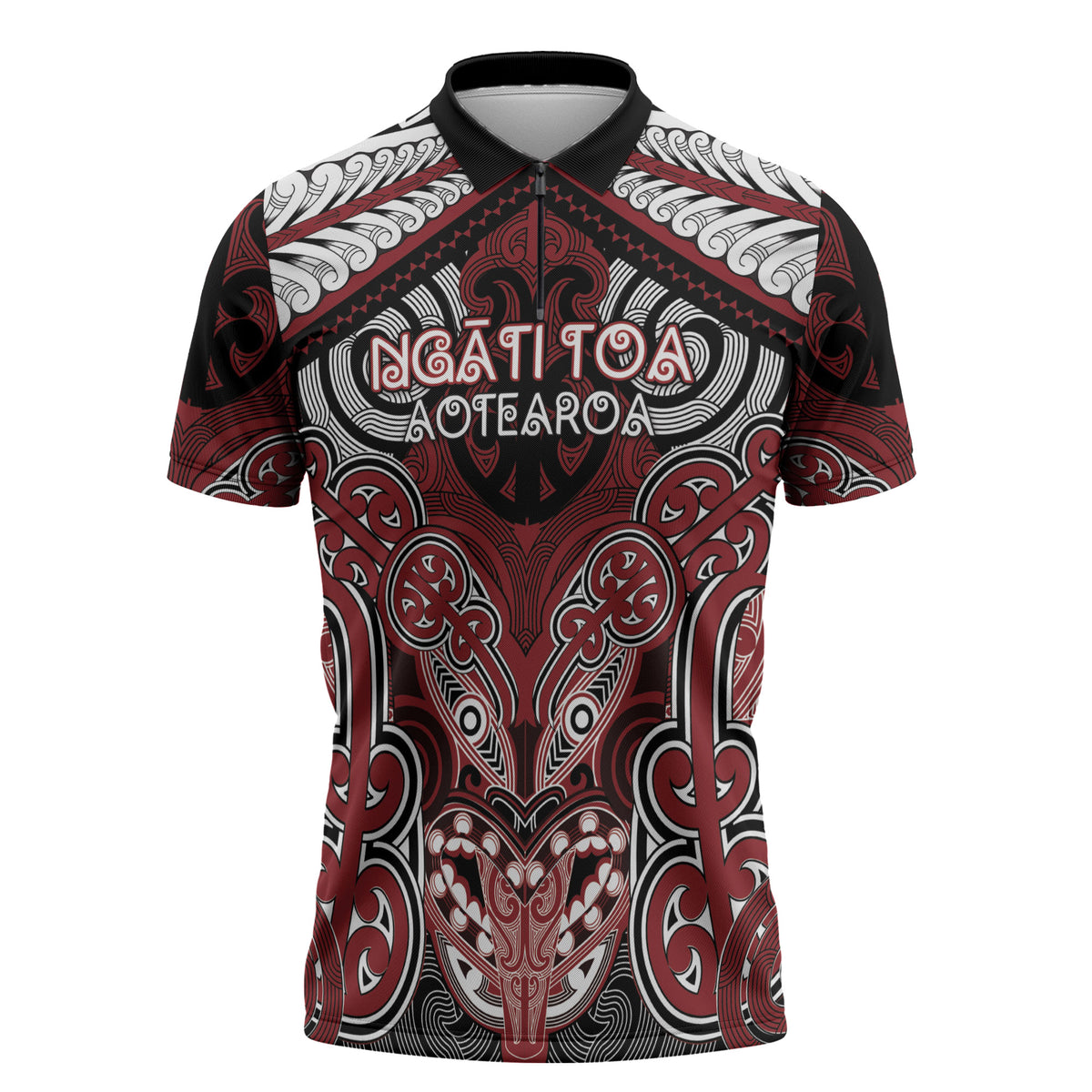 Aotearoa Iwi Ngati Toa Personalised Zipper Polo Shirt Maori Kowhaiwhai Pattern