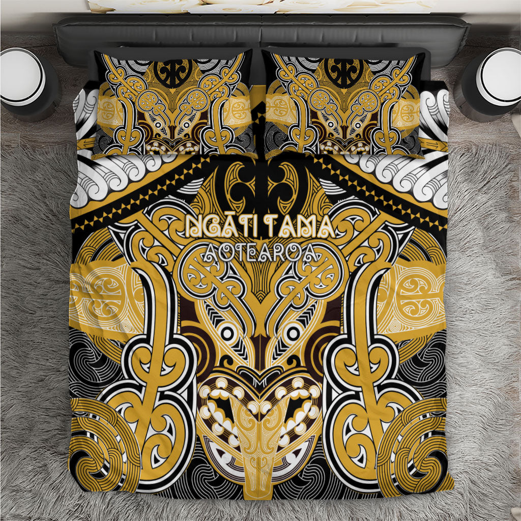 Aotearoa Iwi Ngati Tama Bedding Set Maori Kowhaiwhai Pattern LT19 Yellow - Polynesian Pride