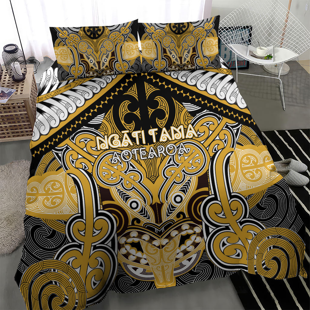 Aotearoa Iwi Ngati Tama Bedding Set Maori Kowhaiwhai Pattern