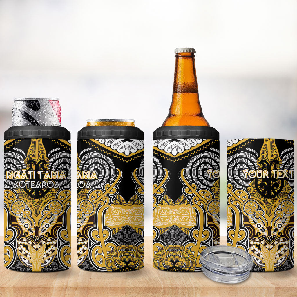Aotearoa Iwi Ngati Tama Personalised 4 in 1 Can Cooler Tumbler Maori Kowhaiwhai Pattern