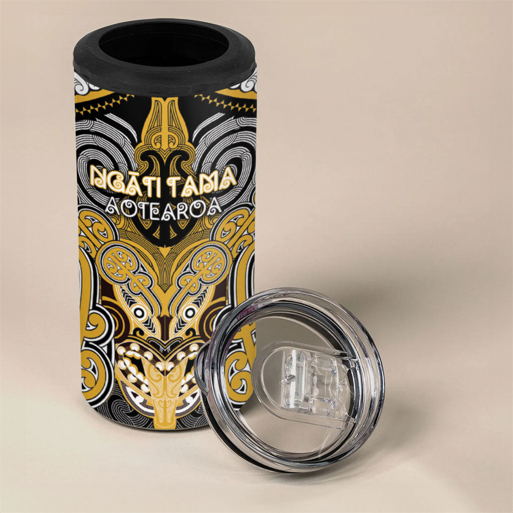 Aotearoa Iwi Ngati Tama Personalised 4 in 1 Can Cooler Tumbler Maori Kowhaiwhai Pattern