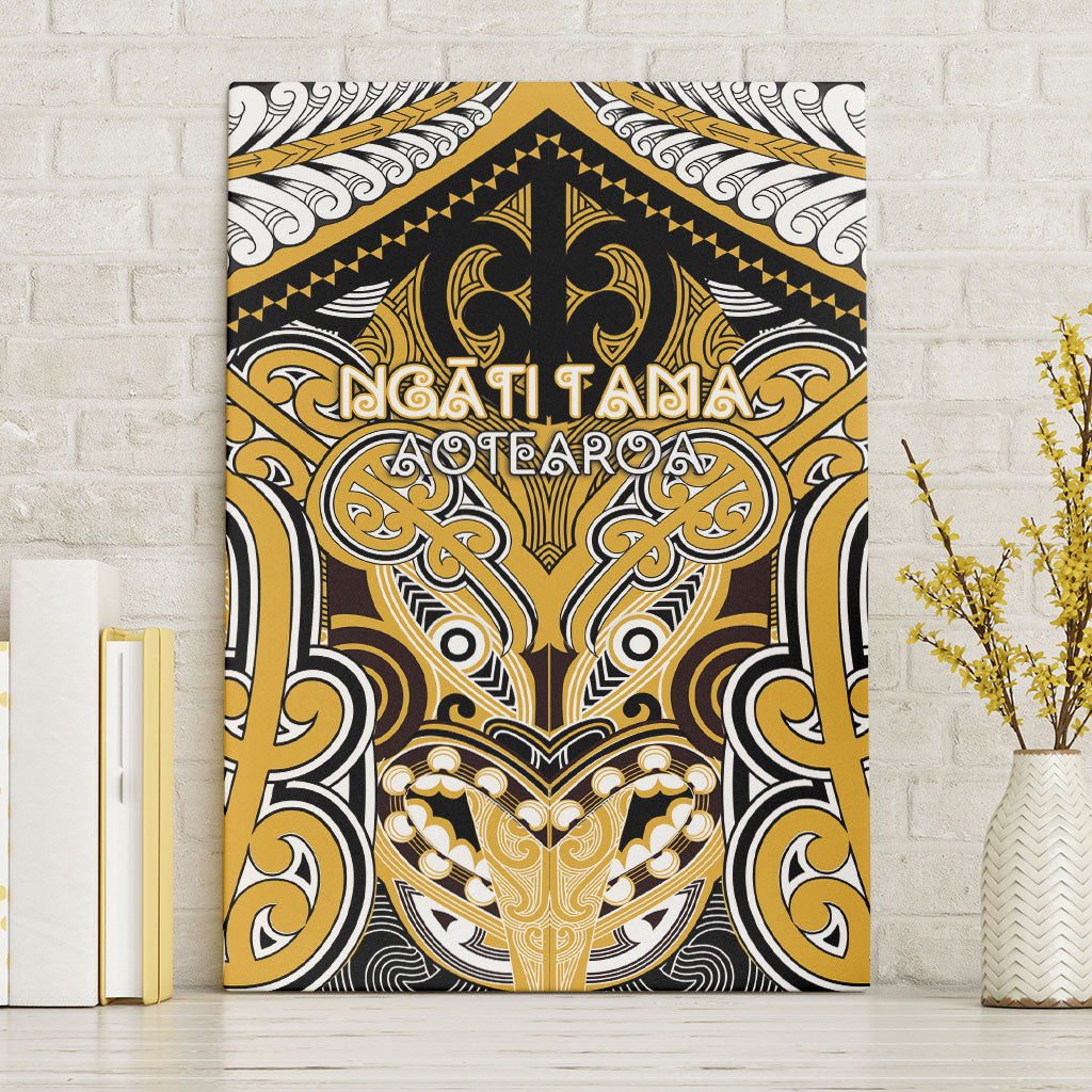 Aotearoa Iwi Ngati Tama Canvas Wall Art Maori Kowhaiwhai Pattern LT19 Without Frame Yellow - Polynesian Pride
