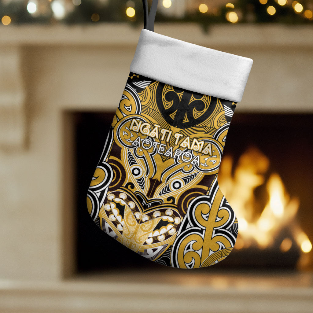 Aotearoa Iwi Ngati Tama Personalised Christmas Stocking Maori Kowhaiwhai Pattern