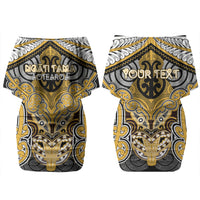 Aotearoa Iwi Ngati Tama Personalised Couples Matching Off Shoulder Short Dress and Hawaiian Shirt Maori Kowhaiwhai Pattern