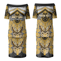 Aotearoa Iwi Ngati Tama Personalised Couples Matching Puletasi and Long Sleeve Button Shirt Maori Kowhaiwhai Pattern