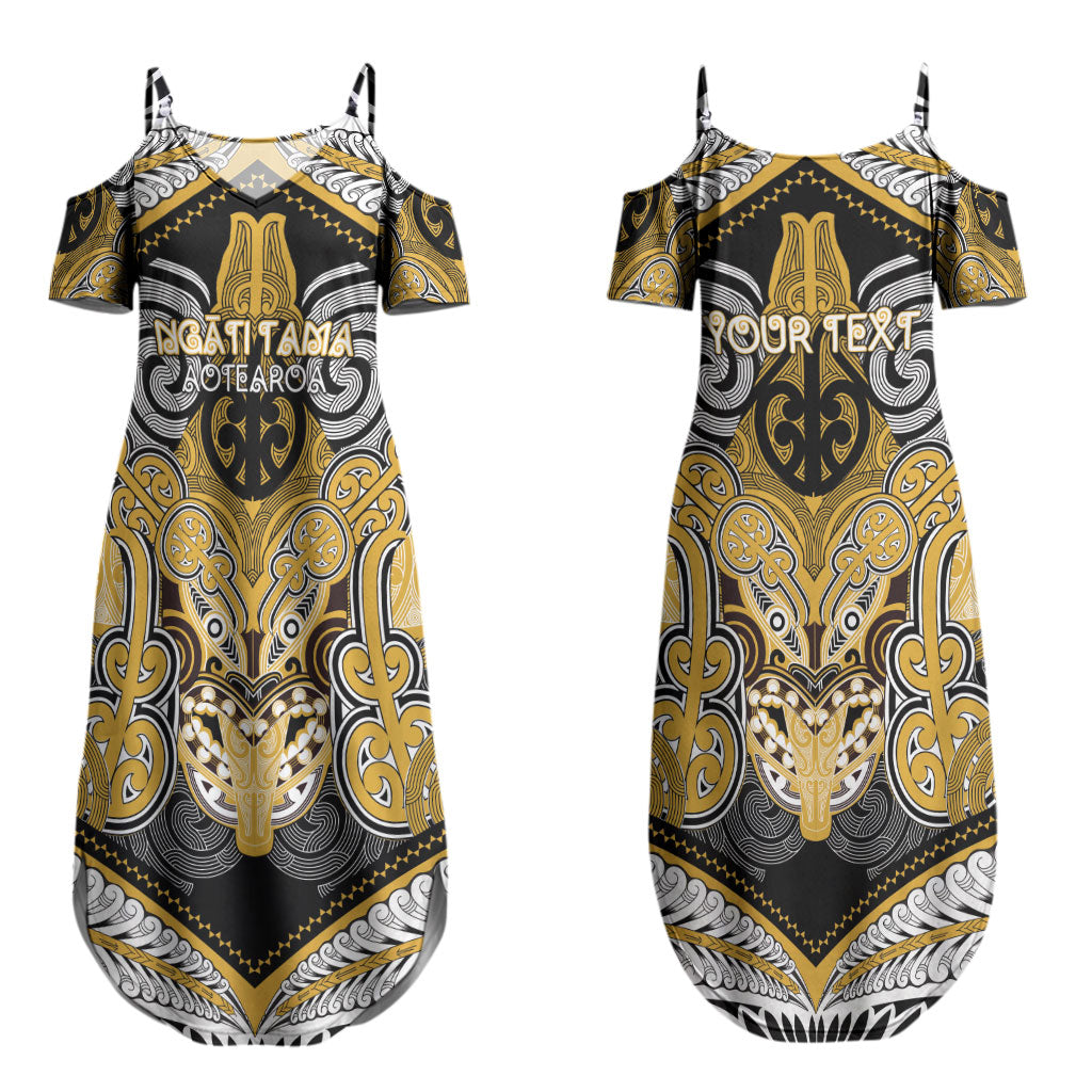Aotearoa Iwi Ngati Tama Personalised Couples Matching Summer Maxi Dress and Hawaiian Shirt Maori Kowhaiwhai Pattern