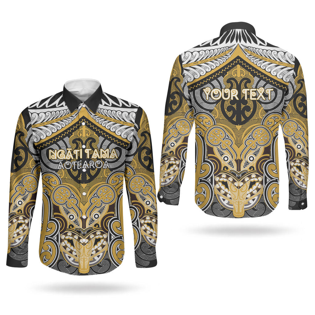 Aotearoa Iwi Ngati Tama Personalised Couples Matching Summer Maxi Dress and Long Sleeve Button Shirt Maori Kowhaiwhai Pattern