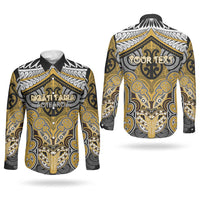 Aotearoa Iwi Ngati Tama Personalised Couples Matching Summer Maxi Dress and Long Sleeve Button Shirt Maori Kowhaiwhai Pattern