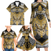 Aotearoa Iwi Ngati Tama Personalised Family Matching Long Sleeve Bodycon Dress and Hawaiian Shirt Maori Kowhaiwhai Pattern