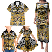 Aotearoa Iwi Ngati Tama Personalised Family Matching Puletasi and Hawaiian Shirt Maori Kowhaiwhai Pattern