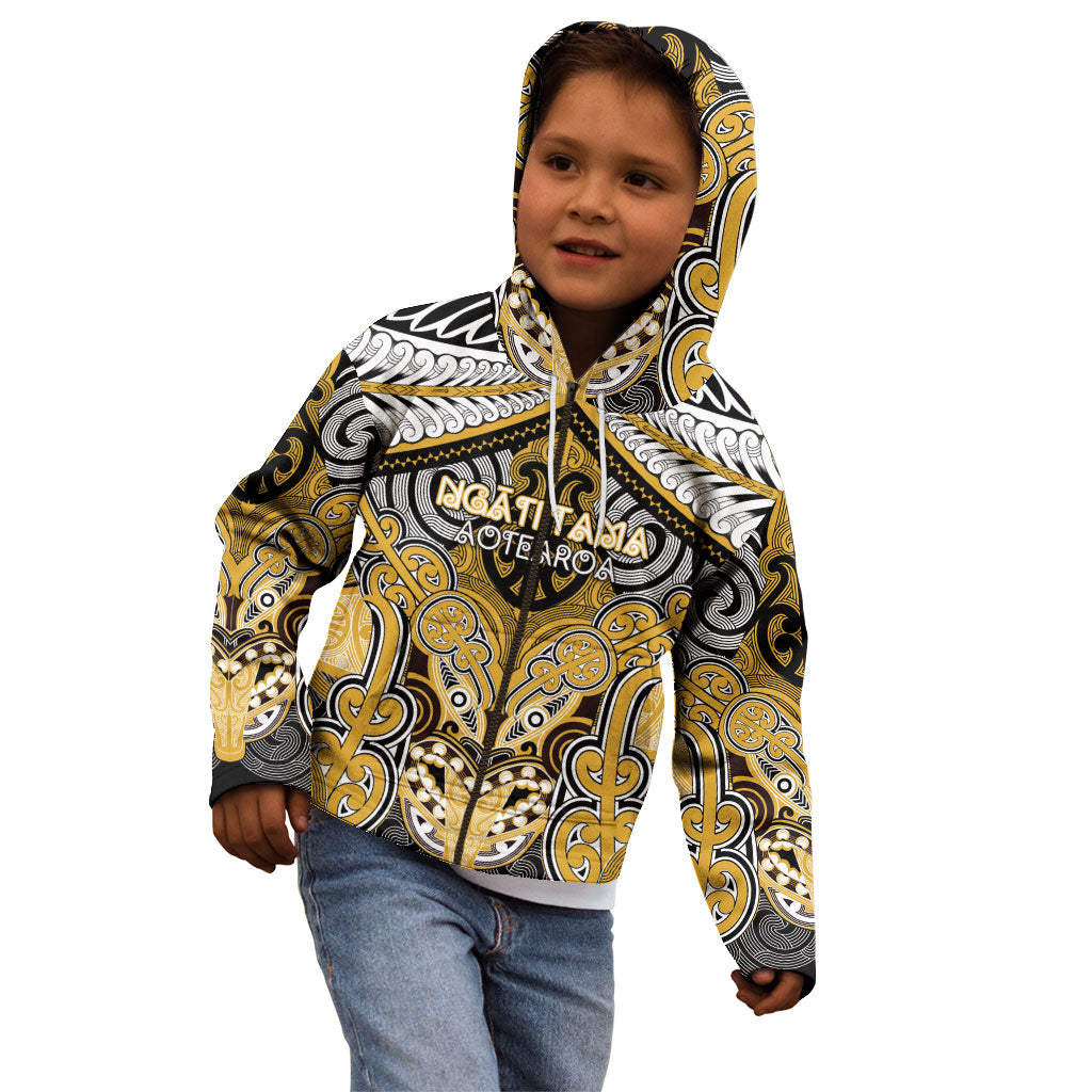 Aotearoa Iwi Ngati Tama Personalised Kid Hoodie Maori Kowhaiwhai Pattern