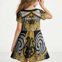 Aotearoa Iwi Ngati Tama Personalised Kid Short Sleeve Dress Maori Kowhaiwhai Pattern
