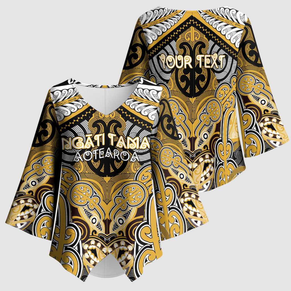 Aotearoa Iwi Ngati Tama Personalised Kimono Sleeve Blouse Maori Kowhaiwhai Pattern