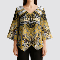 Aotearoa Iwi Ngati Tama Personalised Kimono Sleeve Blouse Maori Kowhaiwhai Pattern