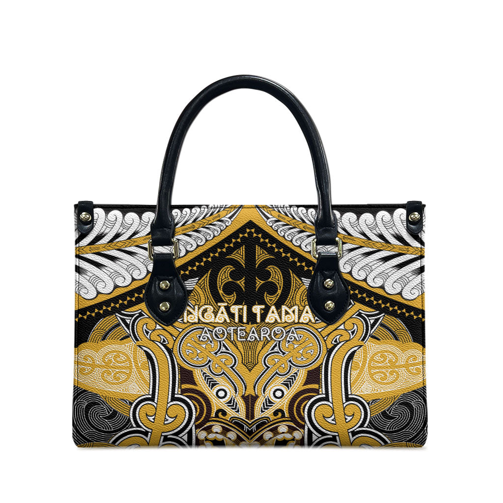 Aotearoa Iwi Ngati Tama Leather Bag Maori Kowhaiwhai Pattern