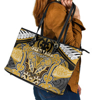 Aotearoa Iwi Ngati Tama Leather Tote Bag Maori Kowhaiwhai Pattern