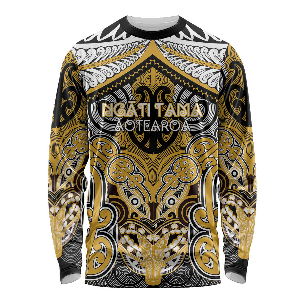 Aotearoa Iwi Ngati Tama Personalised Long Sleeve Shirt Maori Kowhaiwhai Pattern