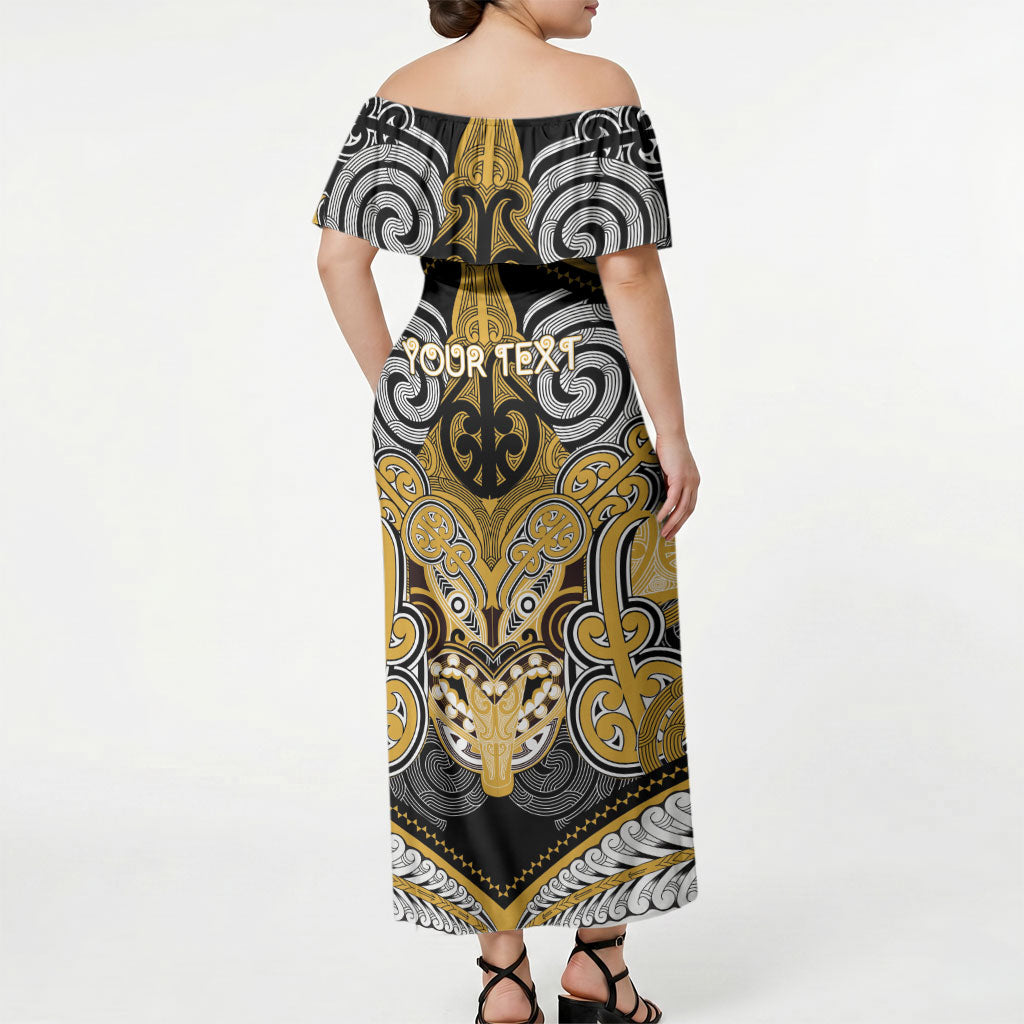 Aotearoa Iwi Ngati Tama Personalised Off Shoulder Maxi Dress Maori Kowhaiwhai Pattern