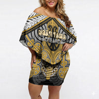 Aotearoa Iwi Ngati Tama Personalised Off Shoulder Short Dress Maori Kowhaiwhai Pattern