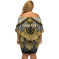 Aotearoa Iwi Ngati Tama Personalised Off Shoulder Short Dress Maori Kowhaiwhai Pattern
