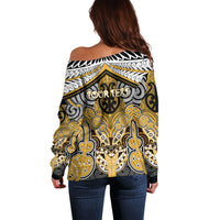 Aotearoa Iwi Ngati Tama Personalised Off Shoulder Sweater Maori Kowhaiwhai Pattern