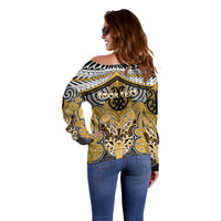 Aotearoa Iwi Ngati Tama Personalised Off Shoulder Sweater Maori Kowhaiwhai Pattern