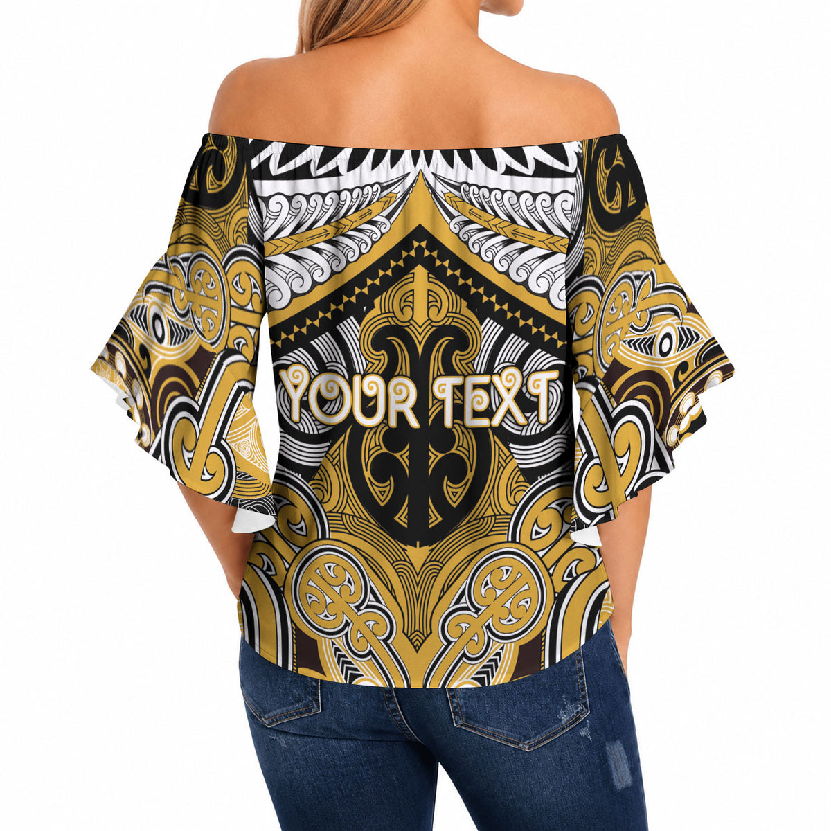 Aotearoa Iwi Ngati Tama Personalised Off Shoulder Wrap Waist Top Maori Kowhaiwhai Pattern