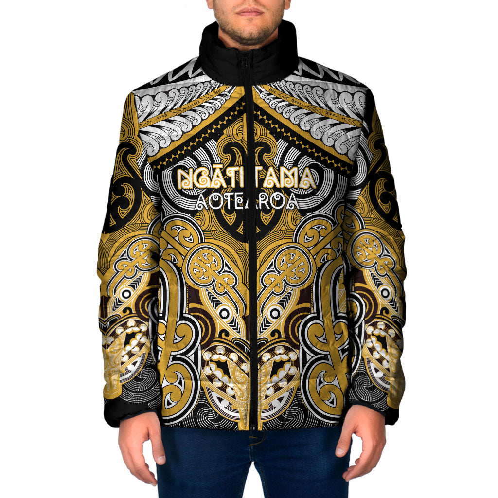 Aotearoa Iwi Ngati Tama Personalised Padded Jacket Maori Kowhaiwhai Pattern