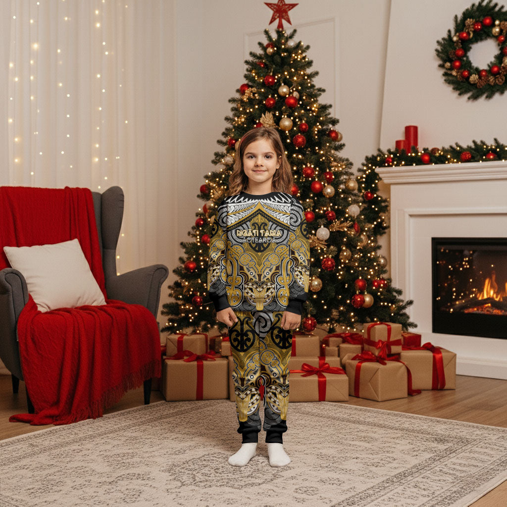 Aotearoa Iwi Ngati Tama Personalised Christmas Pajama Set Maori Kowhaiwhai Pattern